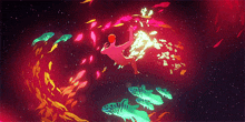 a painting of a person surrounded by fish in a dark room