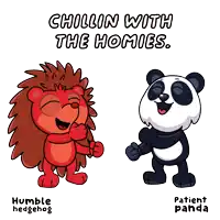 a cartoon of a panda and a hedgehog with the words chillin with the homies