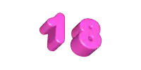 a 3d rendering of the number 18 in pink