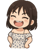 a cartoon drawing of a girl with her eyes closed and her mouth open