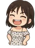 a cartoon drawing of a girl with her eyes closed and her mouth open