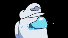 a cartoon character is crying with tears coming out of his mouth and nose .
