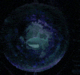 a shark is swimming in a bubble in a galaxy