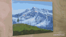 a painting of a mountain landscape is made by animatica