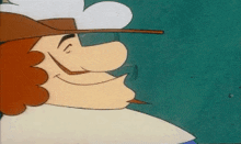 a cartoon of a man with a hat and mustache drinking from a cup