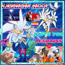 a picture of silver the hedgehog with the words lesbian ally