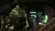 a robot with a green glowing object in its hand