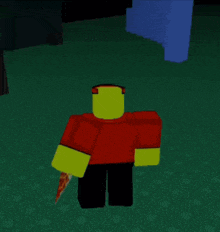 a roblox character with a red shirt and yellow arms and legs