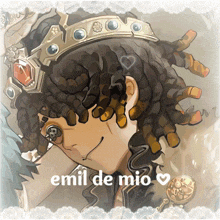 a drawing of a person with the words emil de mio below