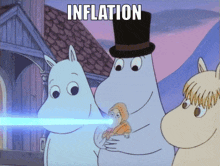 the word inflation that is on a cartoon image