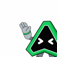 a cartoon character says good morning with an arrow