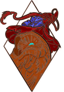 a drawing of a person with a red cape on