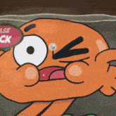 a cartoon character with a speech bubble that says " please ck "