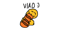 a drawing of a smiley face with the word viao written on it