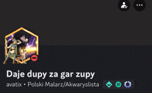 a black background with a picture of a man and a deer and the words daje dupy za gar zupy at the bottom