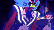 a cartoon character is standing in front of a mirror looking at himself