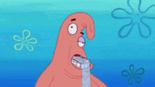 patrick star from spongebob squarepants with a speech bubble