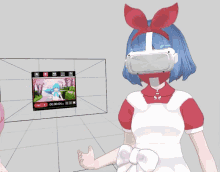 a cartoon character wearing a virtual reality headset with a screen that says rec on it