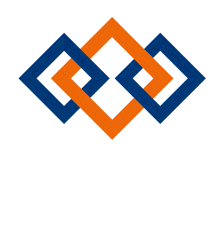 blue and orange squares on a white background that look like a diamond