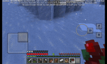 a screenshot of a minecraft game with a snowy landscape