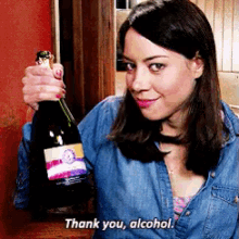 Thank You, Alcohol GIF - Parks And Rec April Ludgate Aubrey Plaza GIFs
