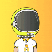 a cartoon drawing of an astronaut with a yellow helmet