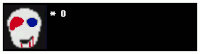 a pixel art of a skull with the words oh my full name it 's fatal gaster on it
