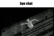 a black and white photo with the words bye chat on the top