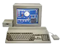 a computer with the word amiga on the front