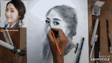 a drawing of a woman with the words made in animotica at the bottom