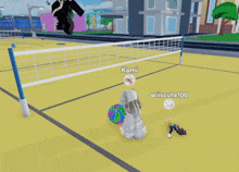 a volleyball game is being played by komi and ariscute100