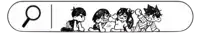 a black and white drawing of a group of people with a magnifying glass