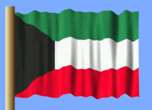 a red white and green flag is waving in the wind on a pole