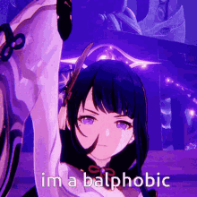 a picture of a girl with the words im a balphobic