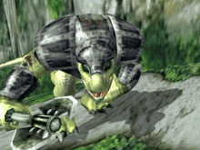 a computer generated image of a turtle with a sword