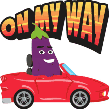 on my way eggplant life joypixels eggplant car