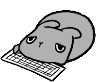 a cartoon mouse is laying on a keyboard .