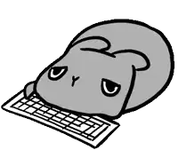 a cartoon mouse is laying on a keyboard .