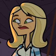 a cartoon drawing of a woman with blonde hair