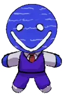 a cartoon character with a smiley face and a tie