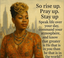 a painting of a woman with a quote about praying
