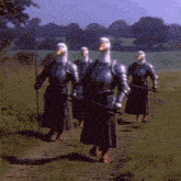 a painting of a group of knights with duck heads