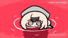 a red background with a cartoon character and the words clideo.com below it