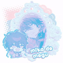 a drawing of a boy with the name mika de megu on it