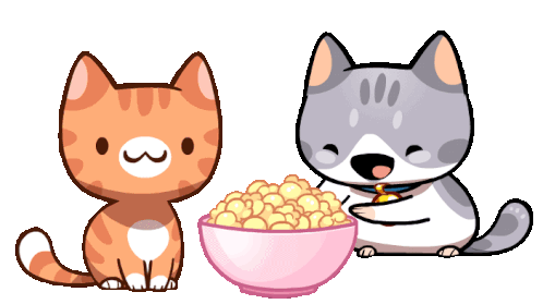 Cats Eat Popcorn Cute Cats Sticker - Cats Eat Popcorn Cats Popcorn Stickers