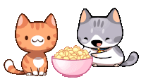 Cats Eat Popcorn Cute Cats Sticker