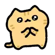 a cartoon drawing of a cat with a sad face on a white background .