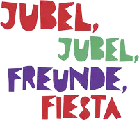the word jubel is written in red green and purple