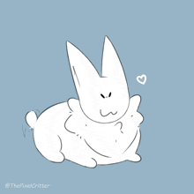 a drawing of a white rabbit with a heart behind it by the pixelcritter