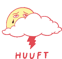 Tearful Sun Behind Thundercloud Says Huuft In Indonesian Sticker - Lost In Paradise Huuft Storm Stickers